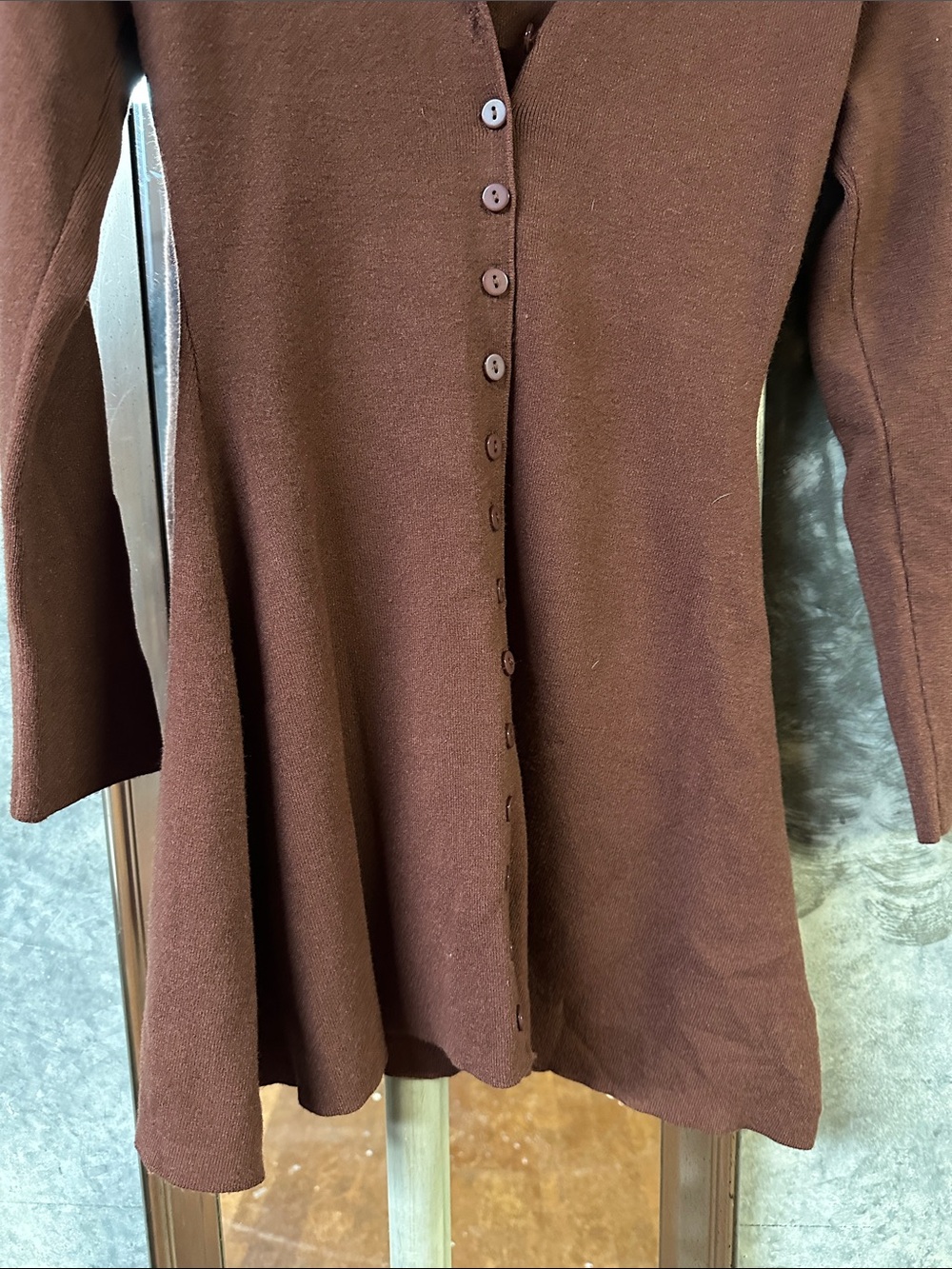 Brown V-Neck Button-Front Sweater - Picture 3 of 3